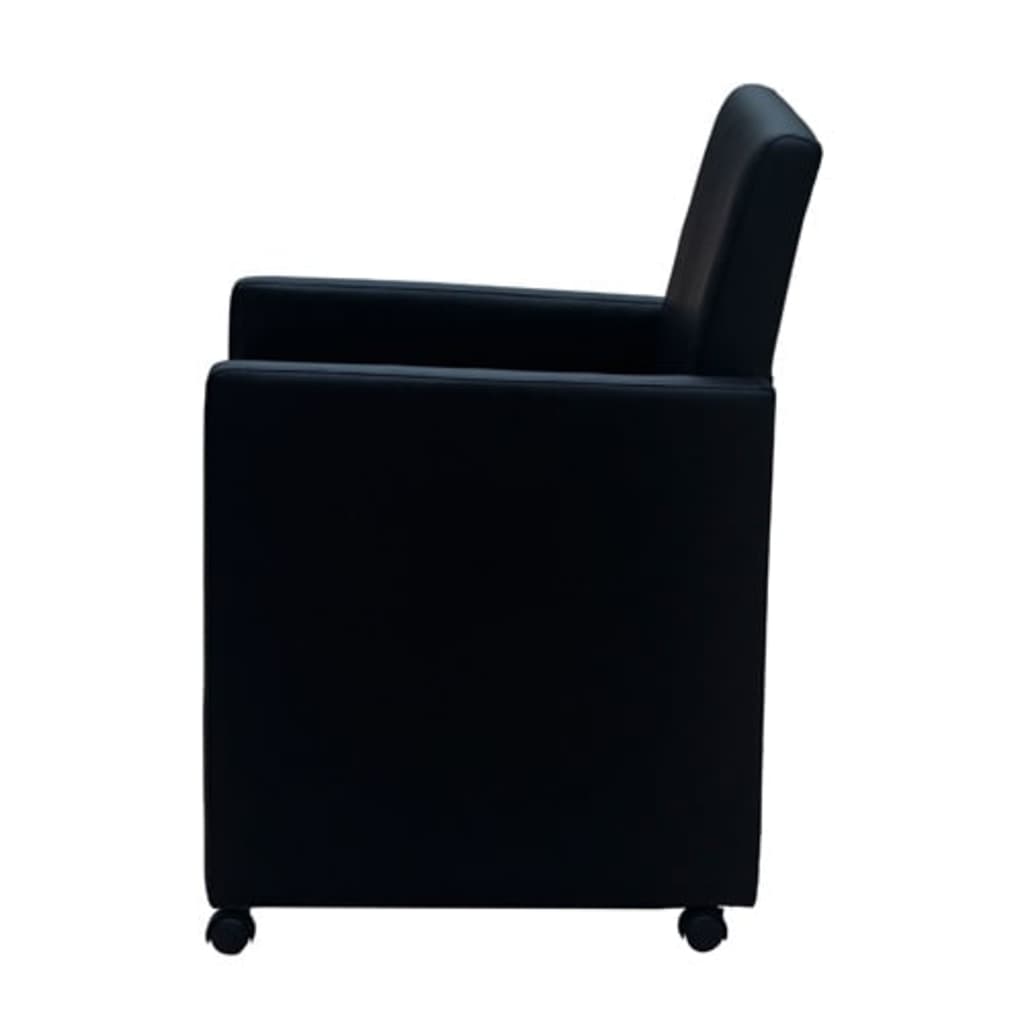 Dining Chairs 2 pcs Black Faux Leather