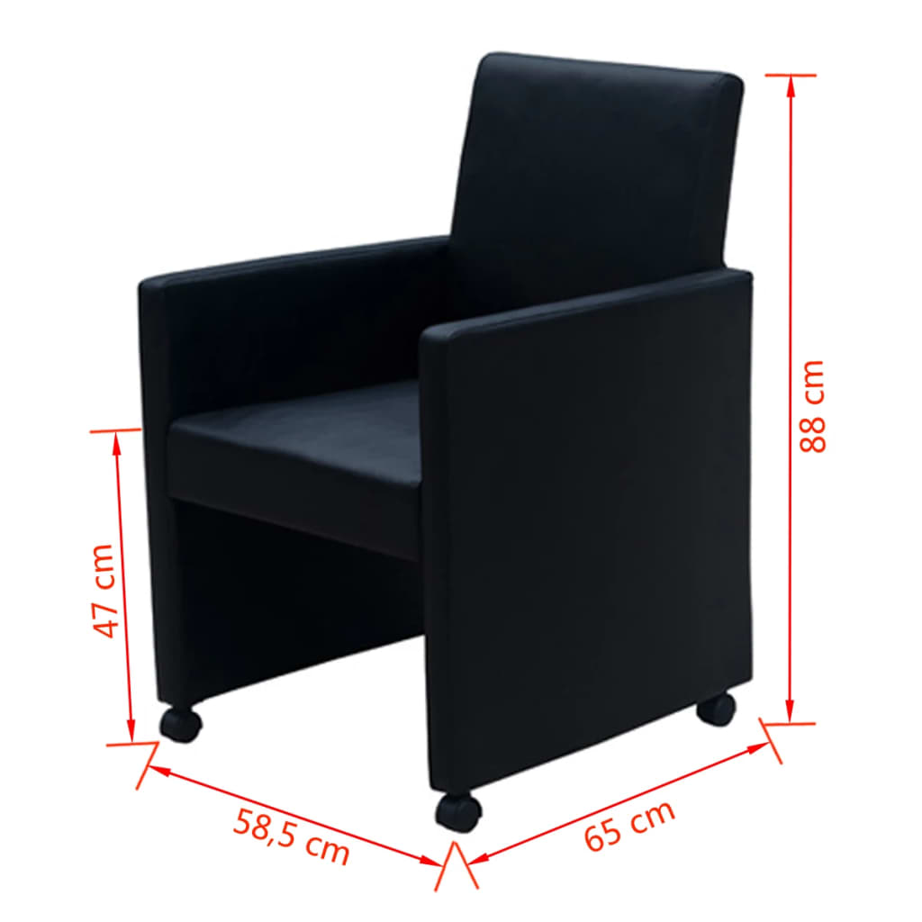 Dining Chairs 2 pcs Black Faux Leather