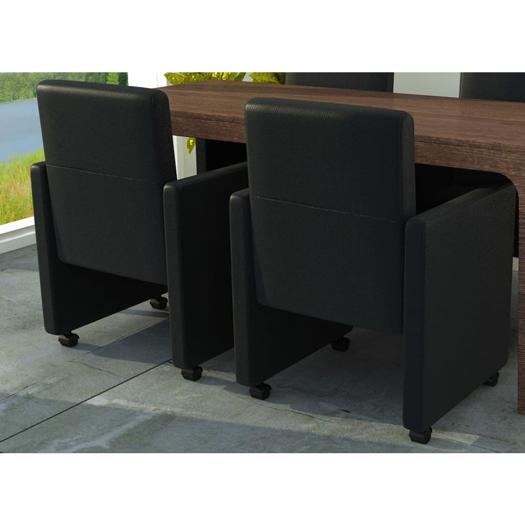 Dining Chairs 2 pcs Black Faux Leather