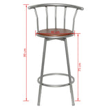 Bar Stools 2 pcs Brown Steel - 45-Degree Angle