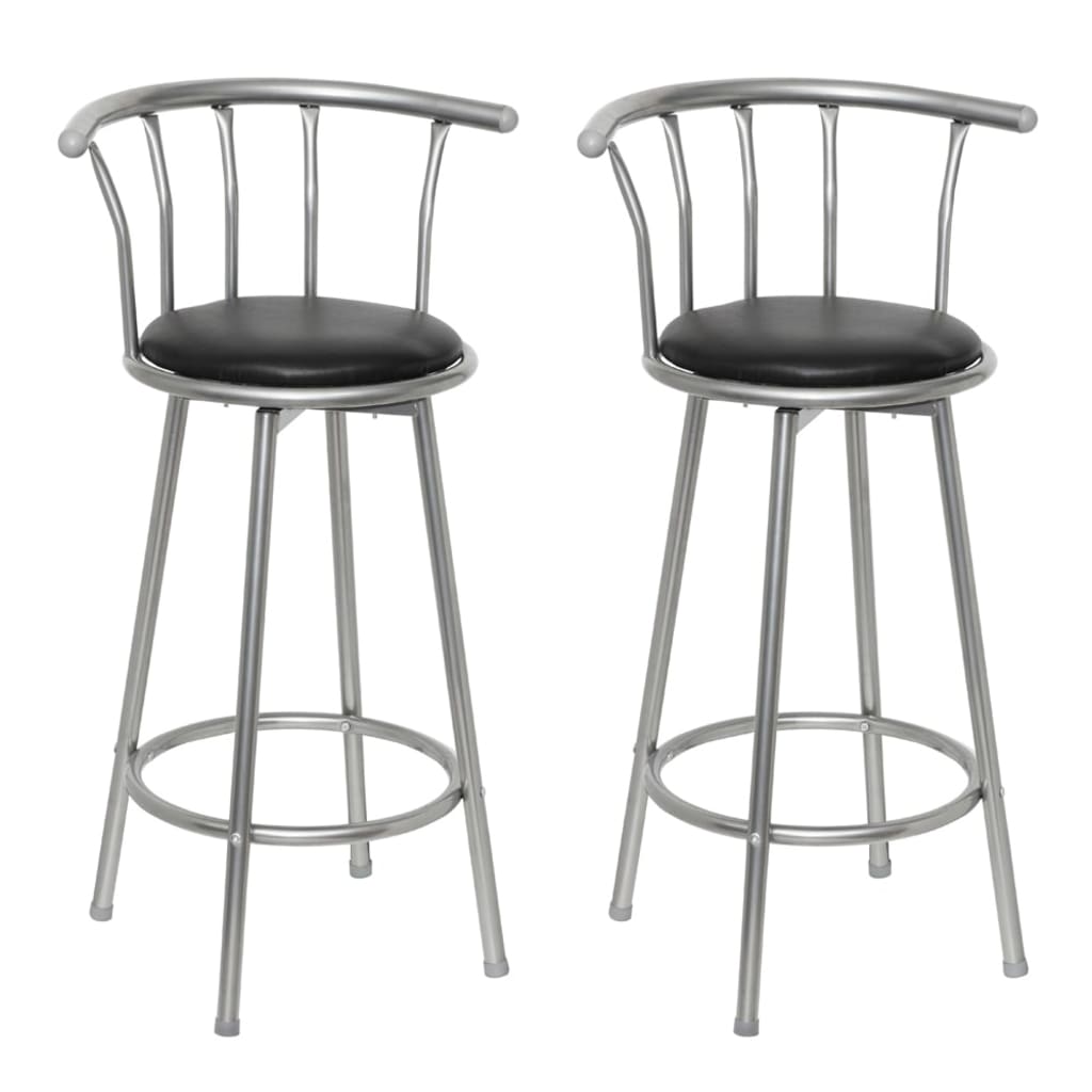 Bar Stools 2 pcs Black Faux Leather