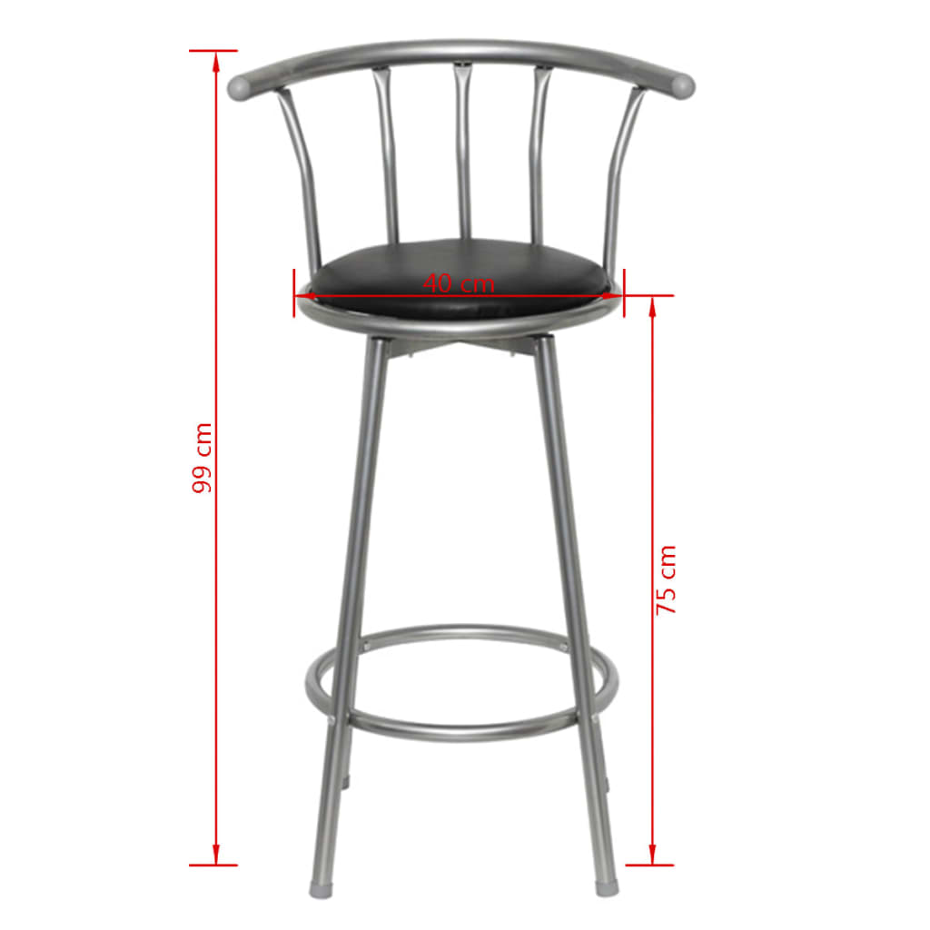 Bar Stools 2 pcs Black Faux Leather