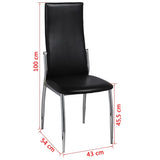 Dining Chairs 4 pcs Black Faux Leather - Low Angle