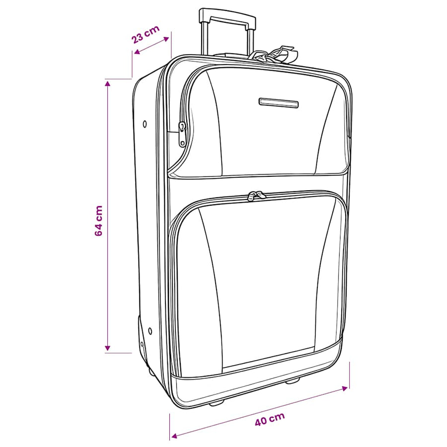 5 Piece Travel Luggage Set Black