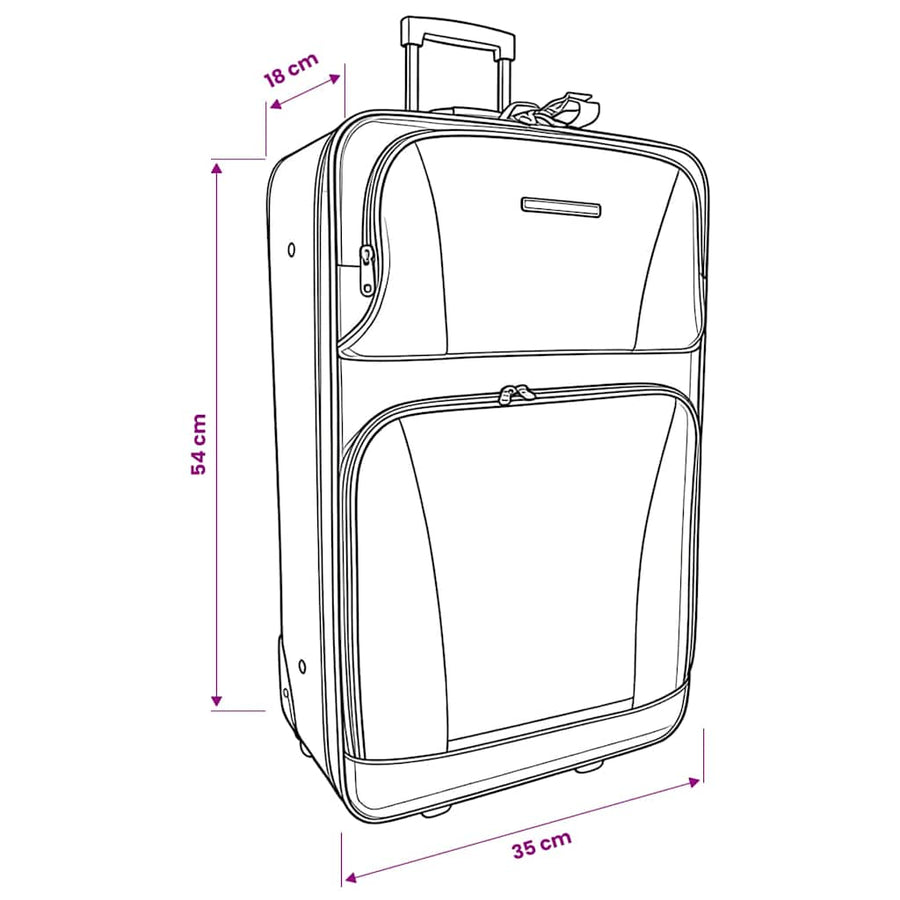 5 Piece Travel Luggage Set Black