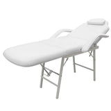 Portable Facial Treatment Chair Faux Leather 185x78x76 cm White - Front View