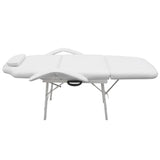 Portable Facial Treatment Chair Faux Leather 185x78x76 cm White - Side View
