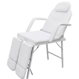 Portable Facial Treatment Chair Faux Leather 185x78x76 cm White - Front View