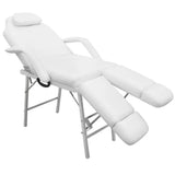Portable Facial Treatment Chair Faux Leather 185x78x76 cm White - Side View