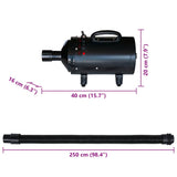 Dog Hair Dryer with 3 Nozzles Black 2400 W - Rear View
