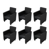 Dining Chairs 6 pcs Black Faux Leather