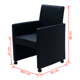 Dining Chairs 6 pcs Black Faux Leather
