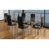 Dining Chairs 6 pcs Black Faux Leather - Front View