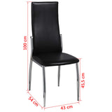Dining Chairs 6 pcs Black Faux Leather - Close-Up Angle
