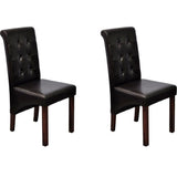Dining Chairs 2 pcs Brown Faux Leather - Close-Up Angle