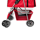 Pet Stroller Travel Carrier Red Folding - Side View