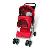 Pet Stroller Travel Carrier Red Folding - Top-Down View