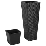 3 Rattan Flower Raised Beds Black - Side View