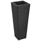 3 Rattan Flower Raised Beds Black - Top-Down View