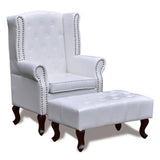 Armchair with Ottoman White - Front View