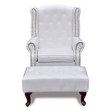 Armchair with Ottoman White - Side View