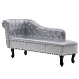 Chaise Longue Silver Faux Leather - Front View