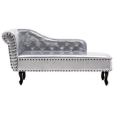 Chaise Longue Silver Faux Leather - Side View