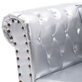Chaise Longue Silver Faux Leather - 45-Degree Angle