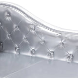 Chaise Longue Silver Faux Leather - Rear View