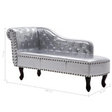 Chaise Longue Silver Faux Leather - Close-Up Angle