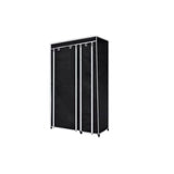 Wardrobes 2 pcs Black Fabric - Front View