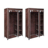 Fabric Wardrobes 2 pcs Brown