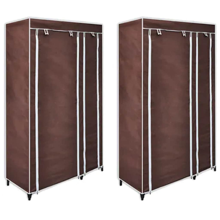 Fabric Wardrobes 2 pcs Brown