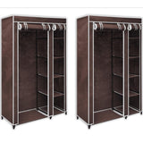 Fabric Wardrobes 2 pcs Brown - Low Angle