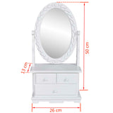 Vanity Makeup Table with Oval Swing Mirror MDF - Rear View