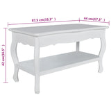 Coffee Table 2 Tiers MDF White - Rear View