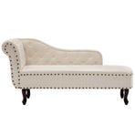 Chaise Longue Cream White Faux Leather
