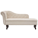Chaise Longue Cream White Faux Leather - Front View