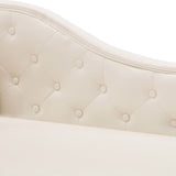 Chaise Longue Cream White Faux Leather - Rear View