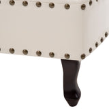 Chaise Longue Cream White Faux Leather - Close-Up Angle