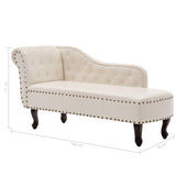 Chaise Longue Cream White Faux Leather - Low Angle