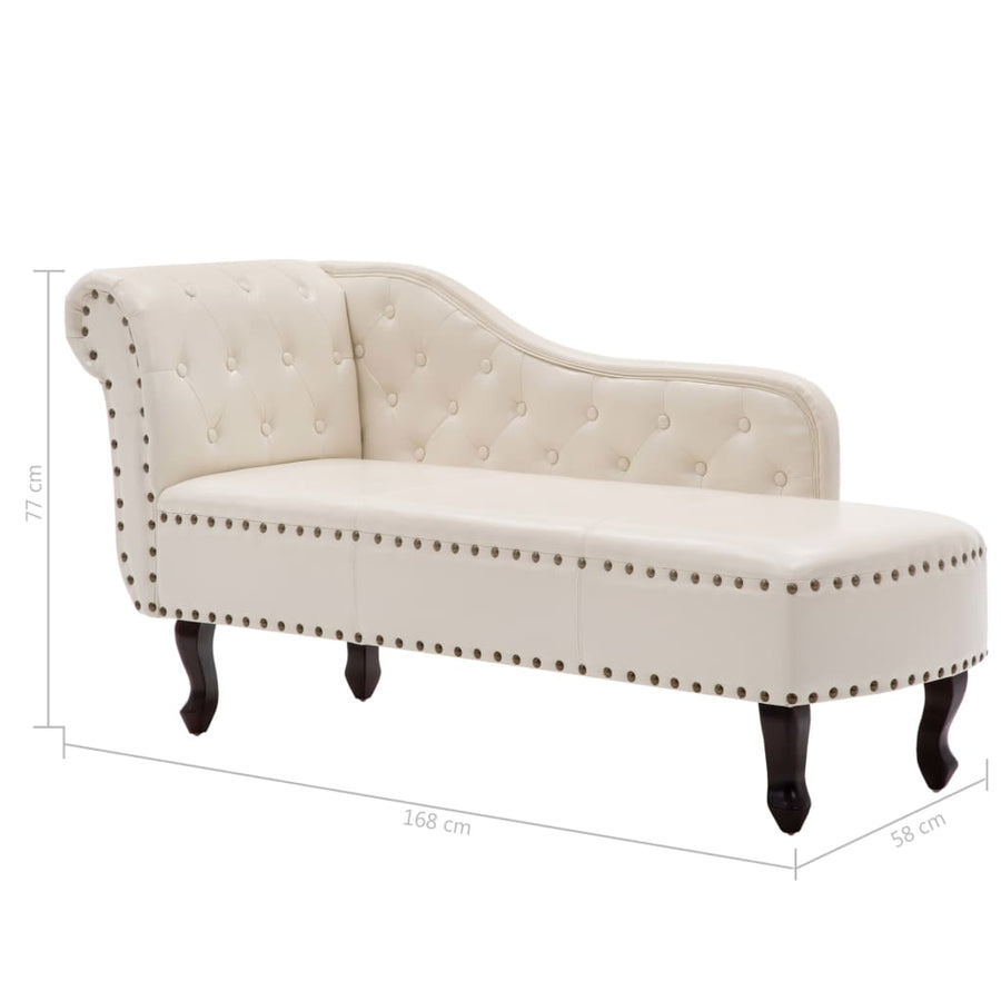 Chaise Longue Cream White Faux Leather