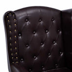 Armchair with Footstool Dark Brown Faux Leather