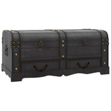 Wooden Treasure Chest Large Black - Front View