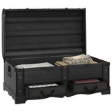 Wooden Treasure Chest Large Black - Top-Down View