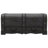 Wooden Treasure Chest Large Black - 45-Degree Angle