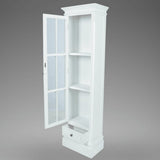 Chic Bookcase Cabinet with 3 Shelves White Wooden