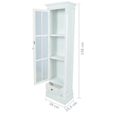Chic Bookcase Cabinet with 3 Shelves White Wooden - Close-Up Angle