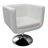 Bar Stool White Faux Leather - Front View
