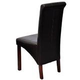 Dining Chairs 4 pcs Brown Faux Leather - Side View
